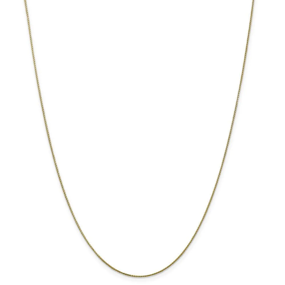 0.65mm 10k Yellow Gold Diamond Cut Wheat Chain Necklace