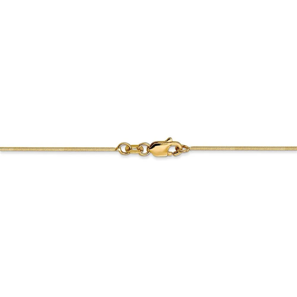 0.8mm, 14k Yellow Gold, Octagonal Snake Chain Necklace