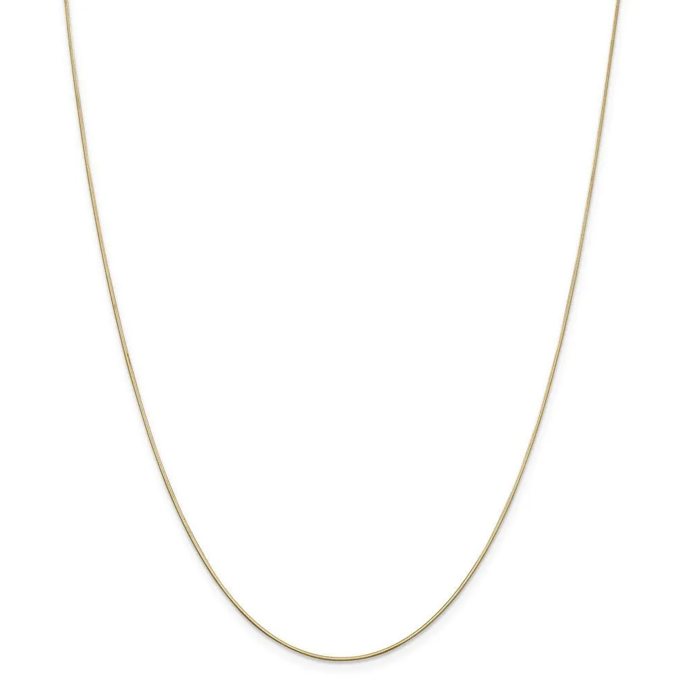 0.8mm, 14k Yellow Gold, Octagonal Snake Chain Necklace