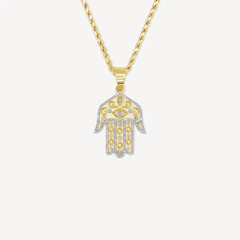 10k Diamond Hamsa Hand Necklace