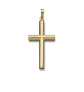 14k Yellow Gold 30 X 20 MM Half Round Plain Cross