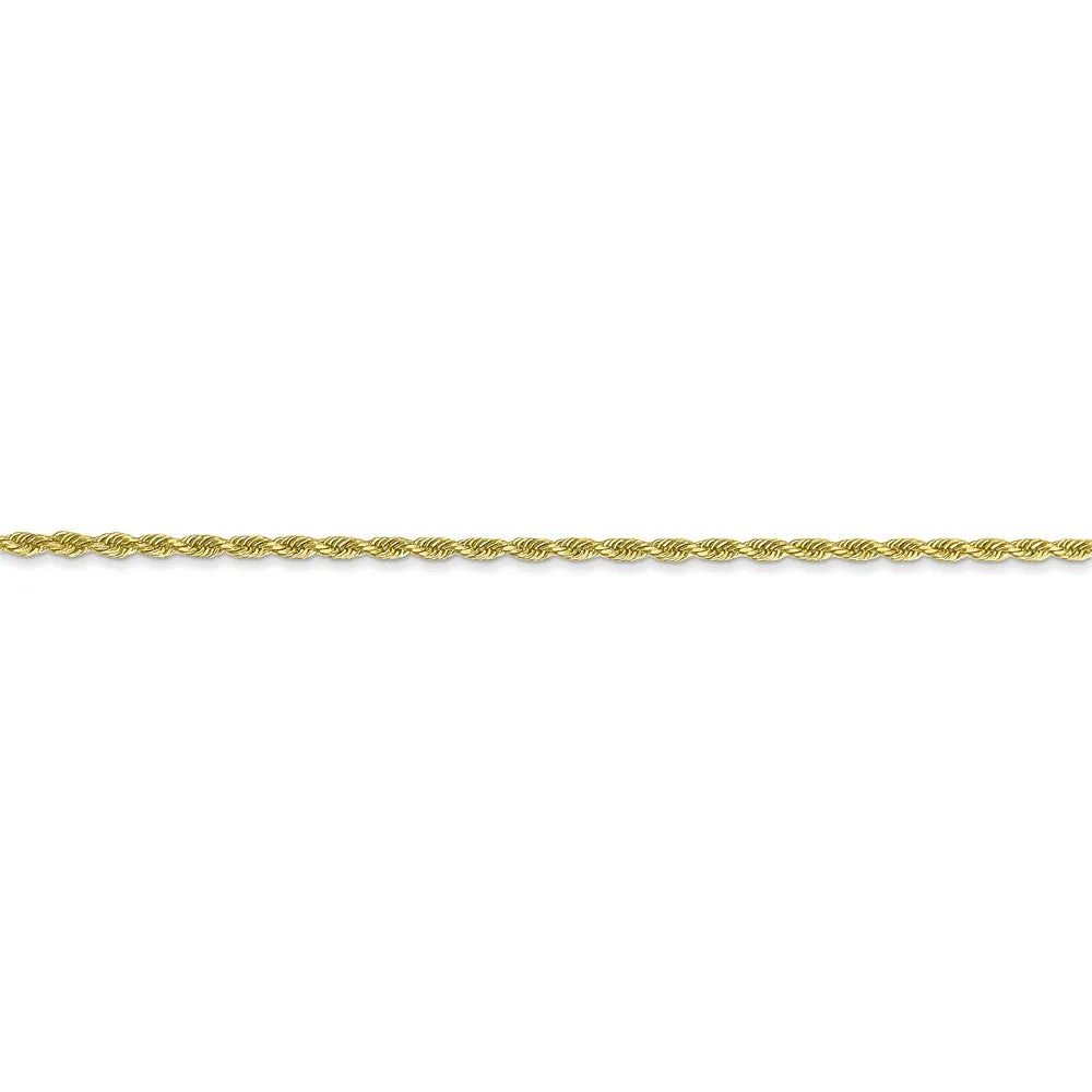 1.5mm, 10k Yellow Gold Diamond Cut Solid Rope Chain Anklet or Bracelet