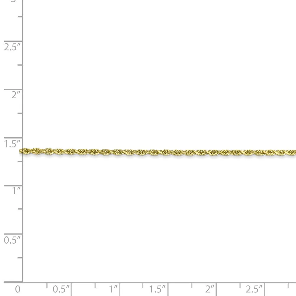 1.5mm, 10k Yellow Gold Diamond Cut Solid Rope Chain Anklet or Bracelet