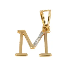 18K solid Yellow gold natural diamonds M letter with IGI Certificate FREE chain