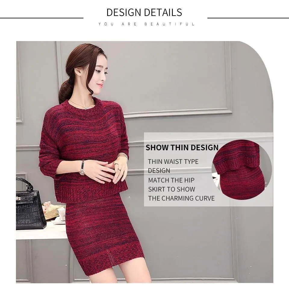 2-Piece Long Sleeve Gray Casual Sweater Dress for Women Ideal for Office