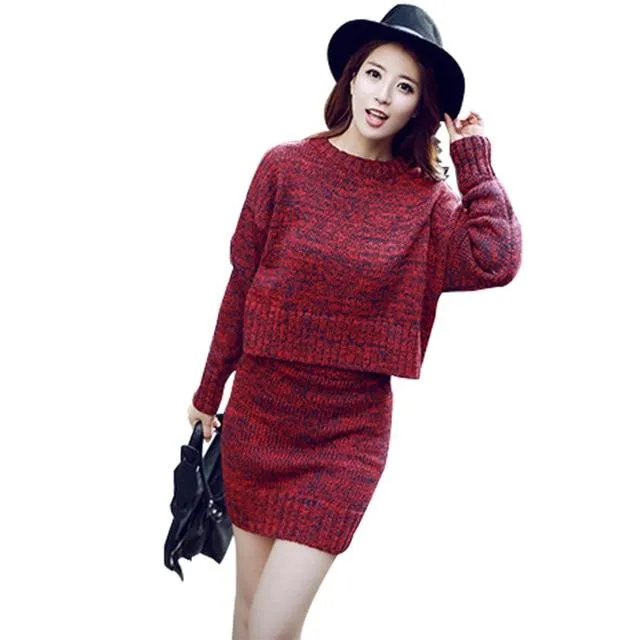 2-Piece Long Sleeve Gray Casual Sweater Dress for Women Ideal for Office