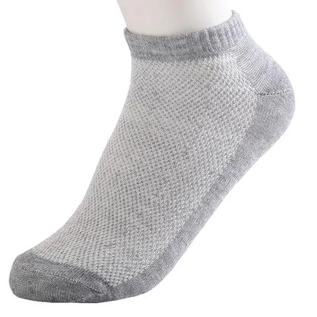 20Pcs=10Pair Solid Mesh Men's Invisible Breathable Thin Boat Ankle Socks