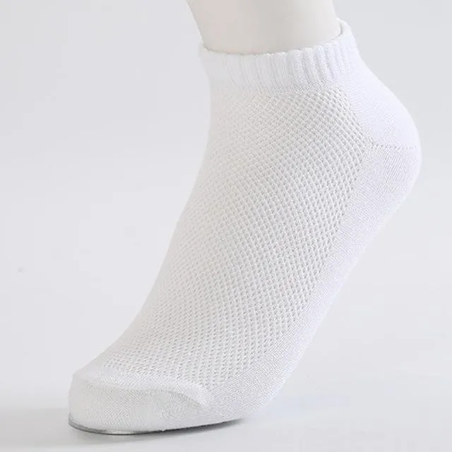 20Pcs=10Pair Solid Mesh Men's Invisible Breathable Thin Boat Ankle Socks