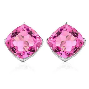 2.23 CT CREATED PINK SAPPHIRE 10KT SOLID GOLD EARRINGS STUD