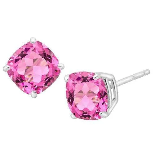 2.23 CT CREATED PINK SAPPHIRE 10KT SOLID GOLD EARRINGS STUD