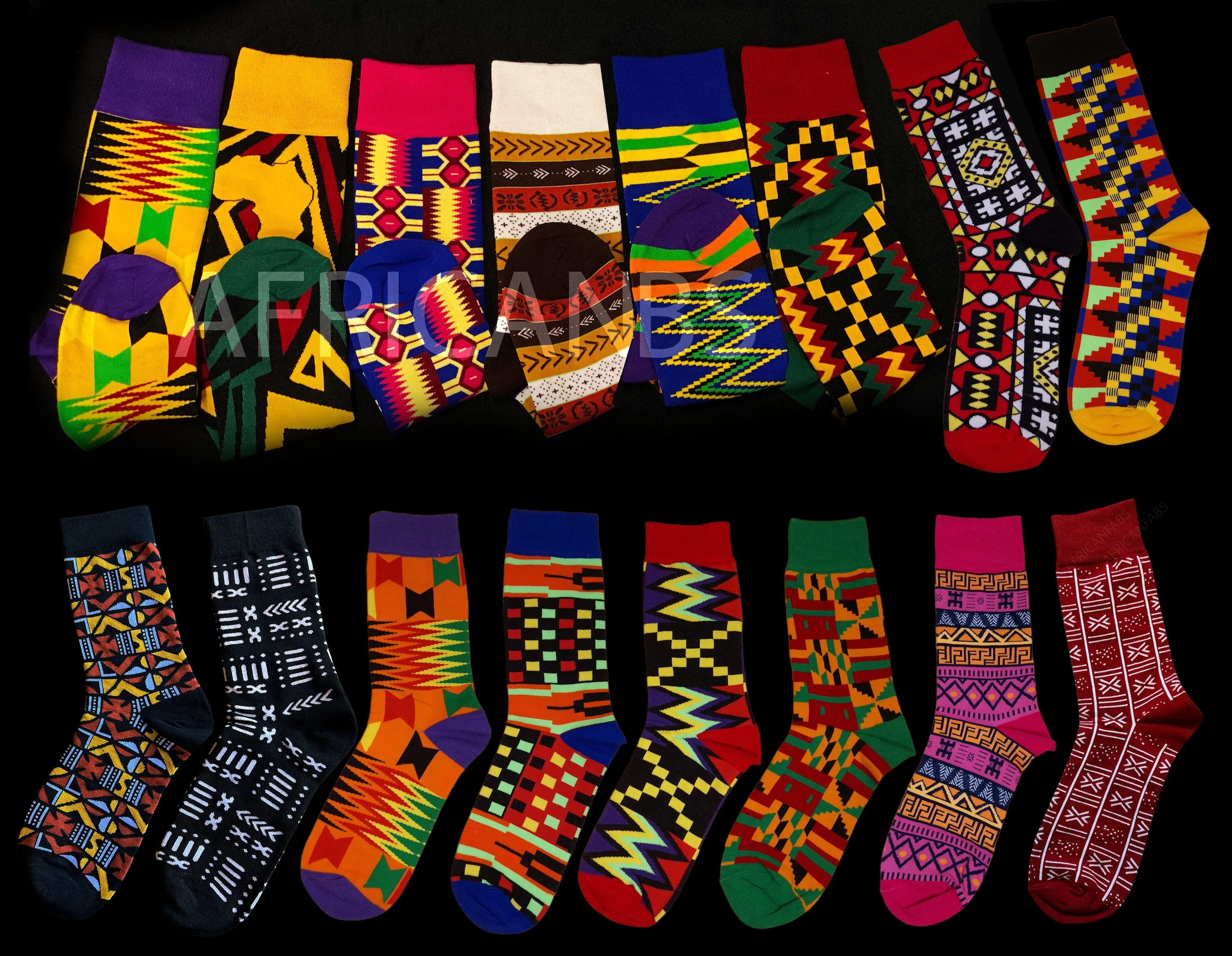 African socks / Afro socks / Kente socks - Red