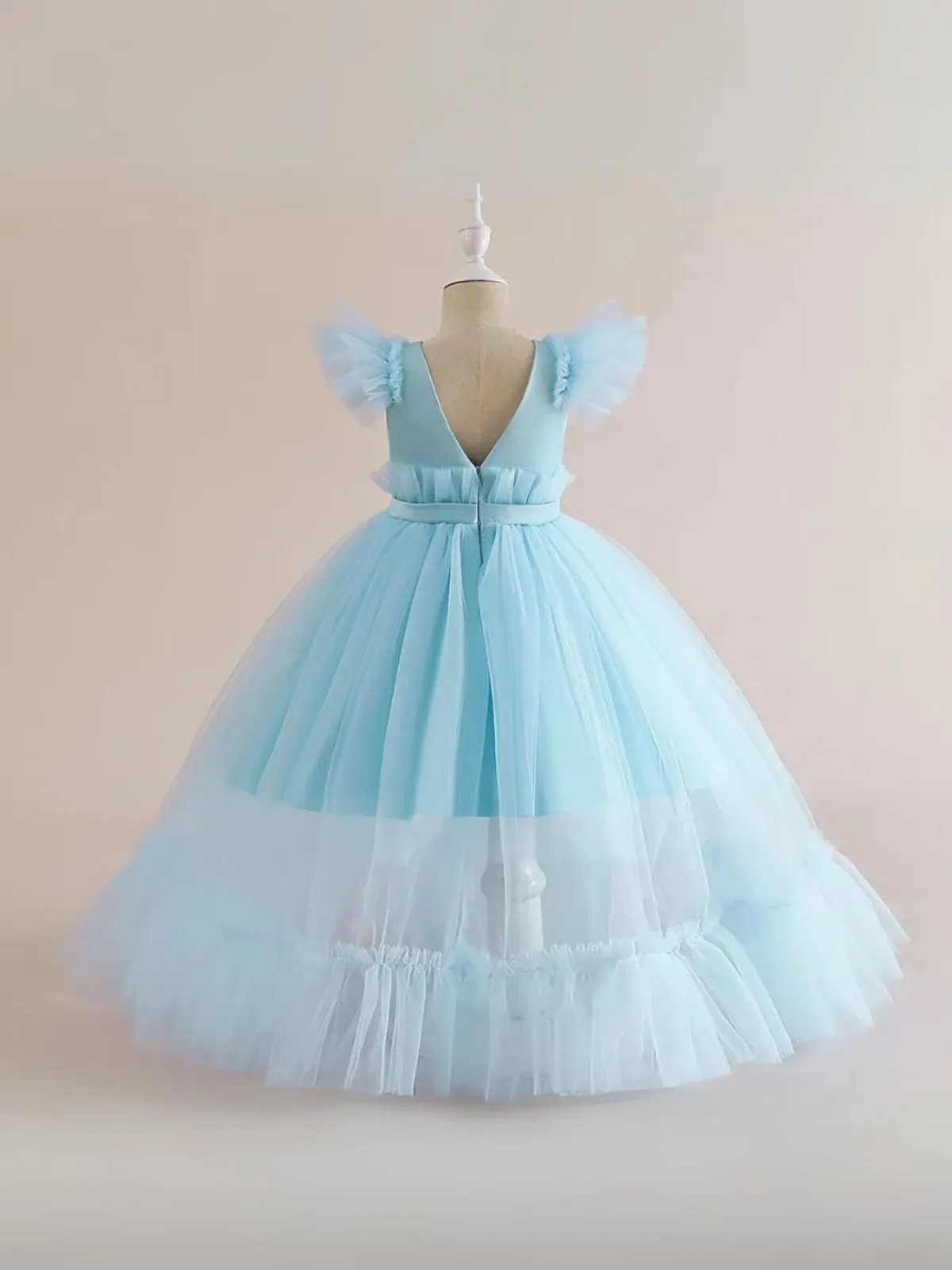 All Things Pretty Flutter Sleeve Tulle Overlay Dress