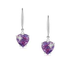 Amethyst Silver Heart Earrings