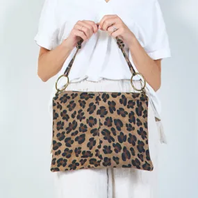 Animalier print canvas clutch bag wholesale