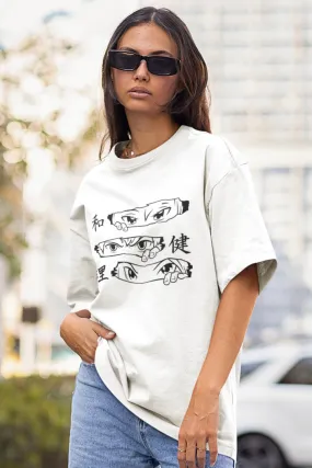 Anime Eyes Graphic Printed Unisex Oversized T Shirt