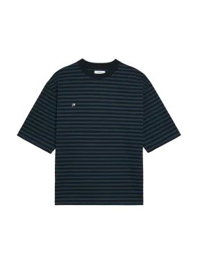 Archive Recycled Cotton Stripe Boxy T-shirt—black