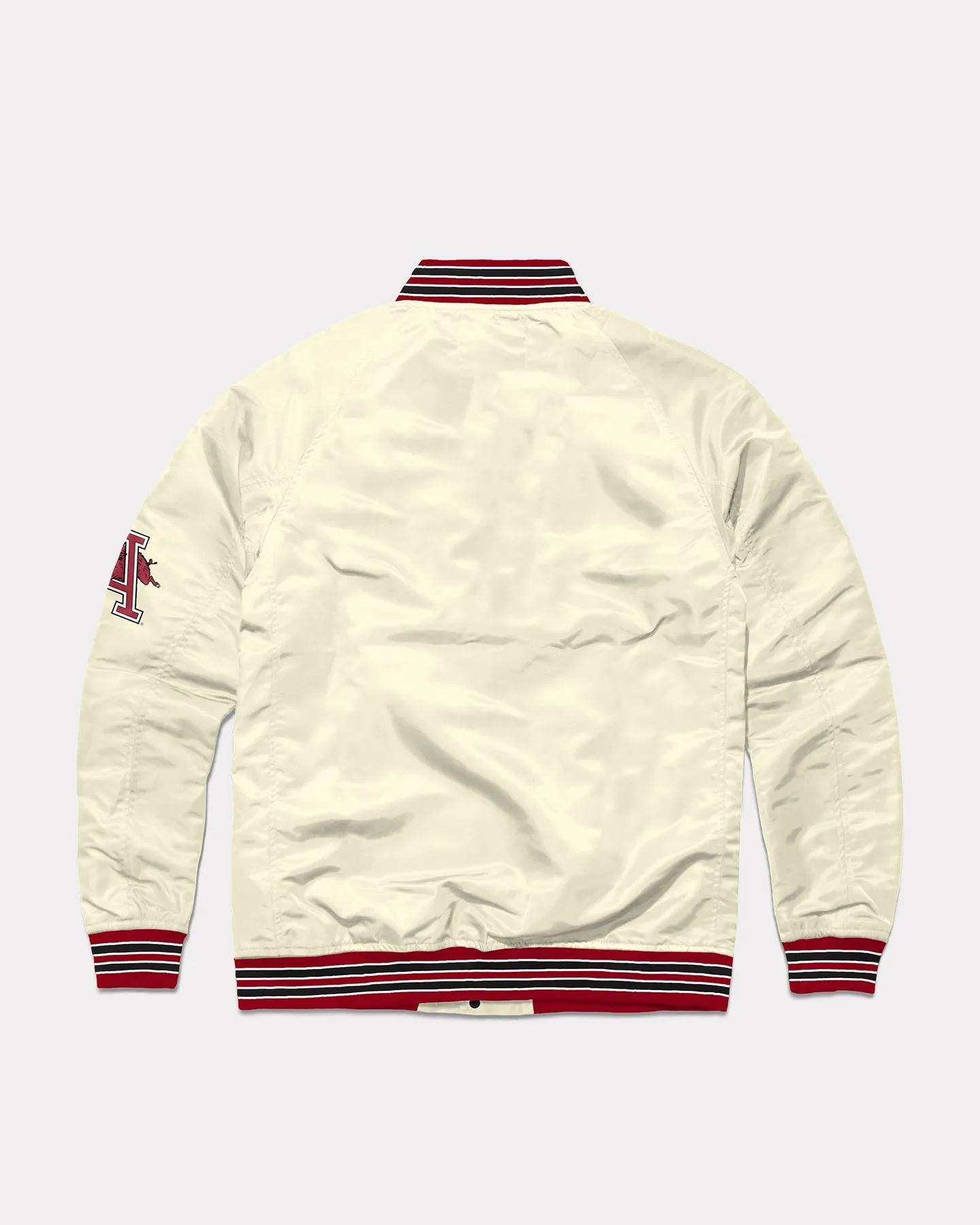 Arkansas Razorbacks Arch Vintage White Varsity Jacket