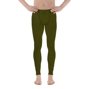 Army Green Color Meggings, Solid Color Green Premium Designer Men's Tight Pants - Made in USA/EU/MX