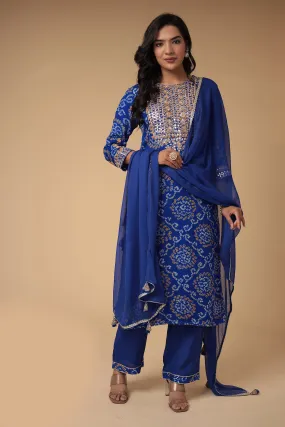 Bandhej Georgette Suit with Gota Patti and Thread work.