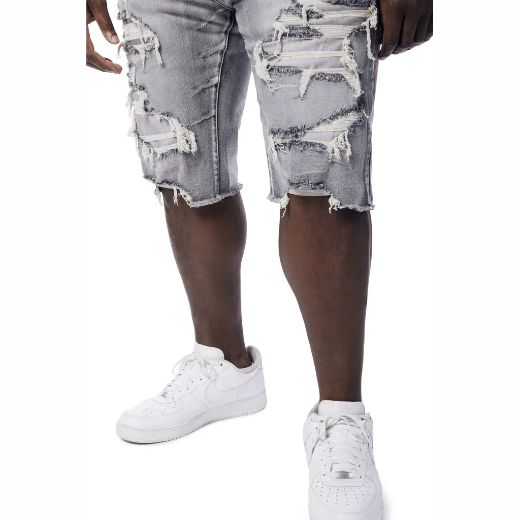 Big and Tall - Distressed Rip & Repair Jean Shorts - Union Grey