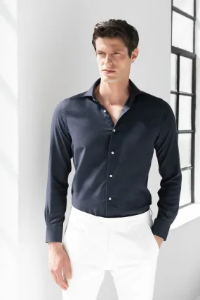 Blue cashmere and cotton shirt - Made in Italy