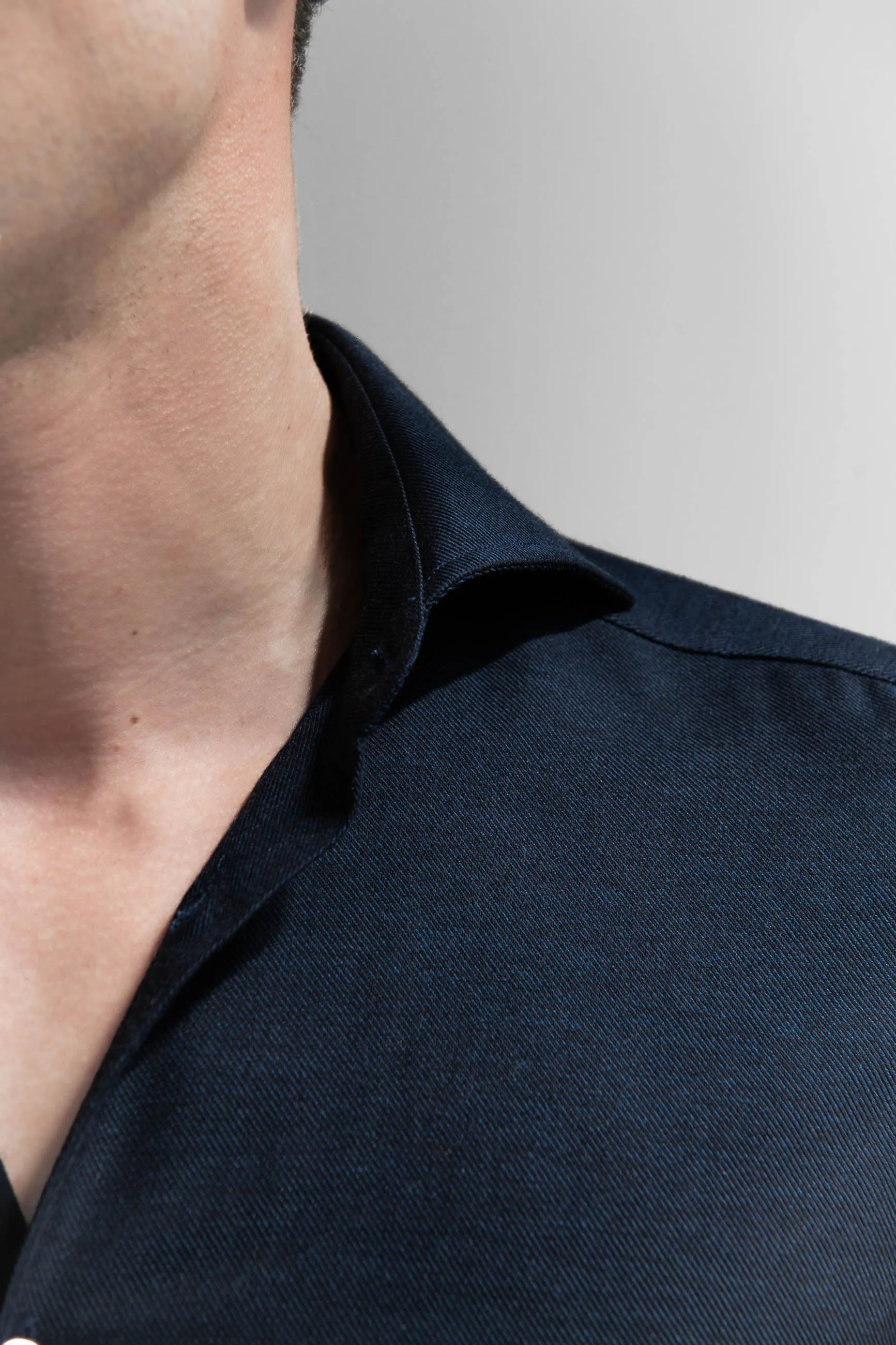 Blue cashmere and cotton shirt - Made in Italy