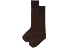 Boys 3/4 Plain Long Socks - Brown