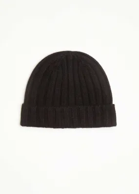 Cashmere Wool Rib Beanie Hat