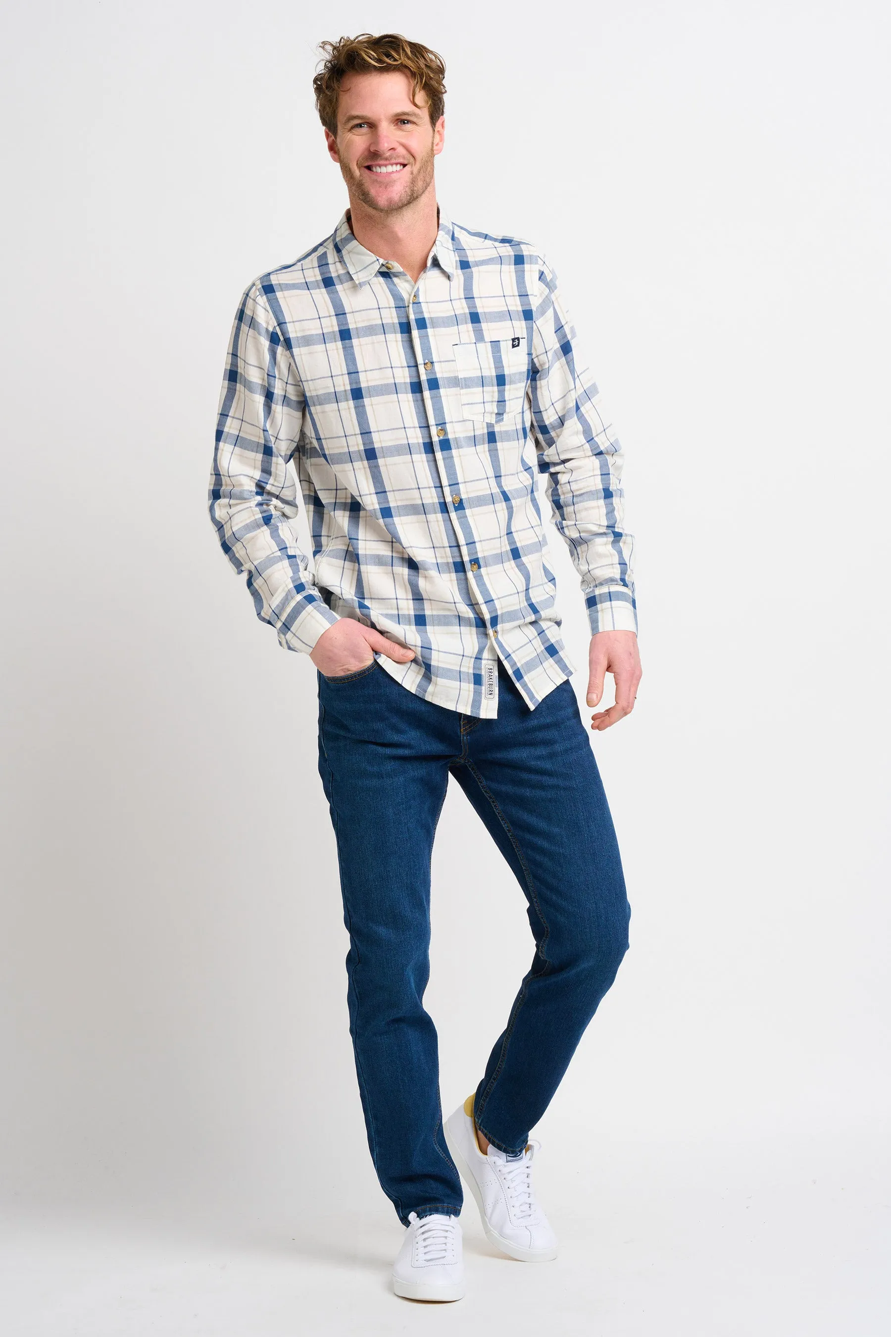 Cream Long Sleeve Checked Shirt