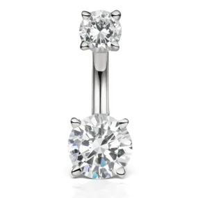 CZ Prong Solitaire Navel Ring by Maria Tash in 14K White Gold