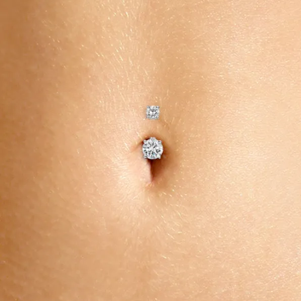 CZ Prong Solitaire Navel Ring by Maria Tash in 14K White Gold