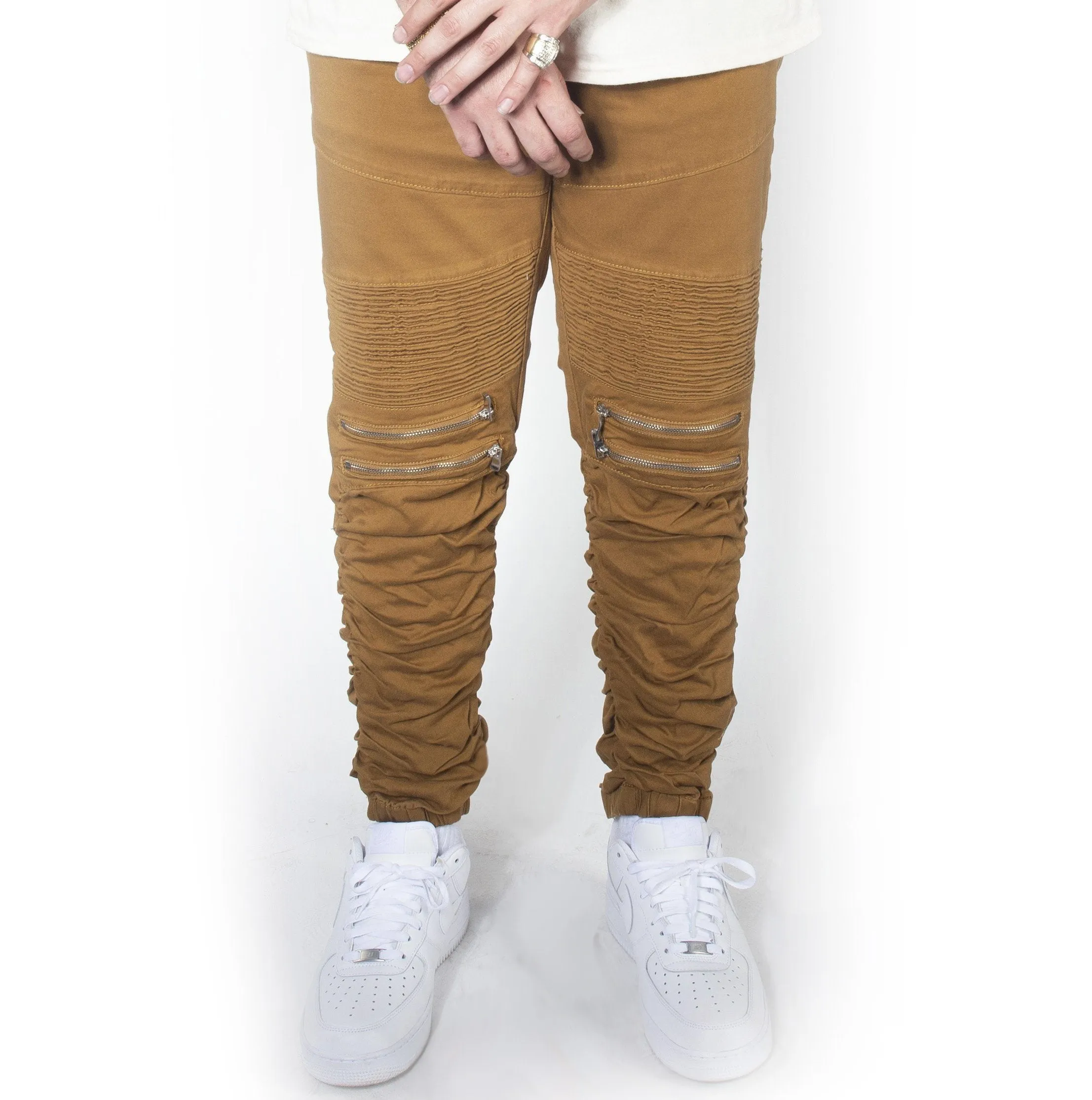 Dark Wheat Twill Bungee Jogger Pants JG882