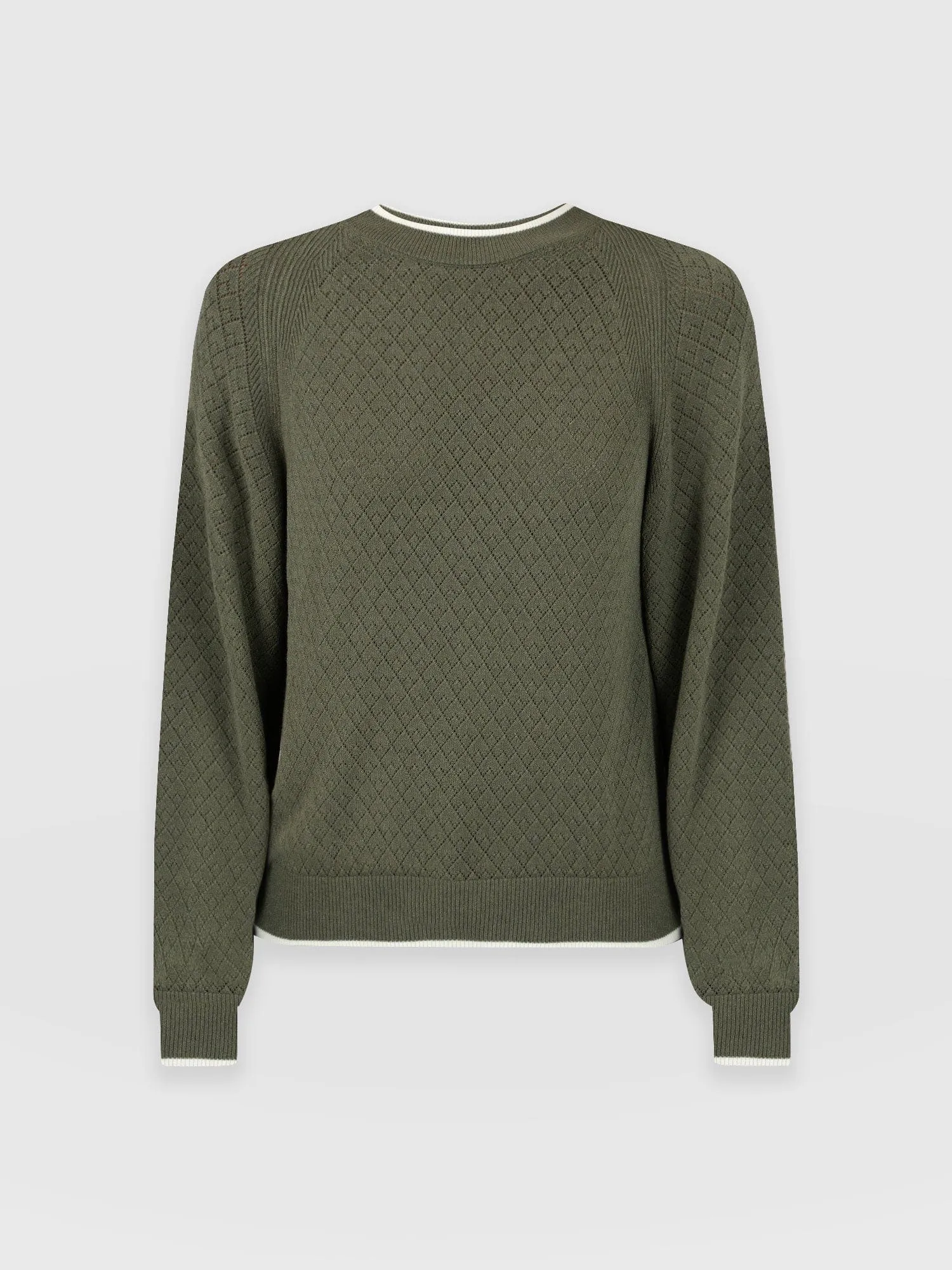 Diamond Knit Jumper - Khaki