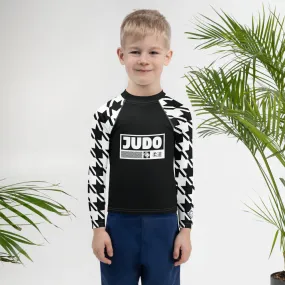 Dominate the Mat: Boy's Houndstooth Judo BJJ Rash Guard - Long Sleeve