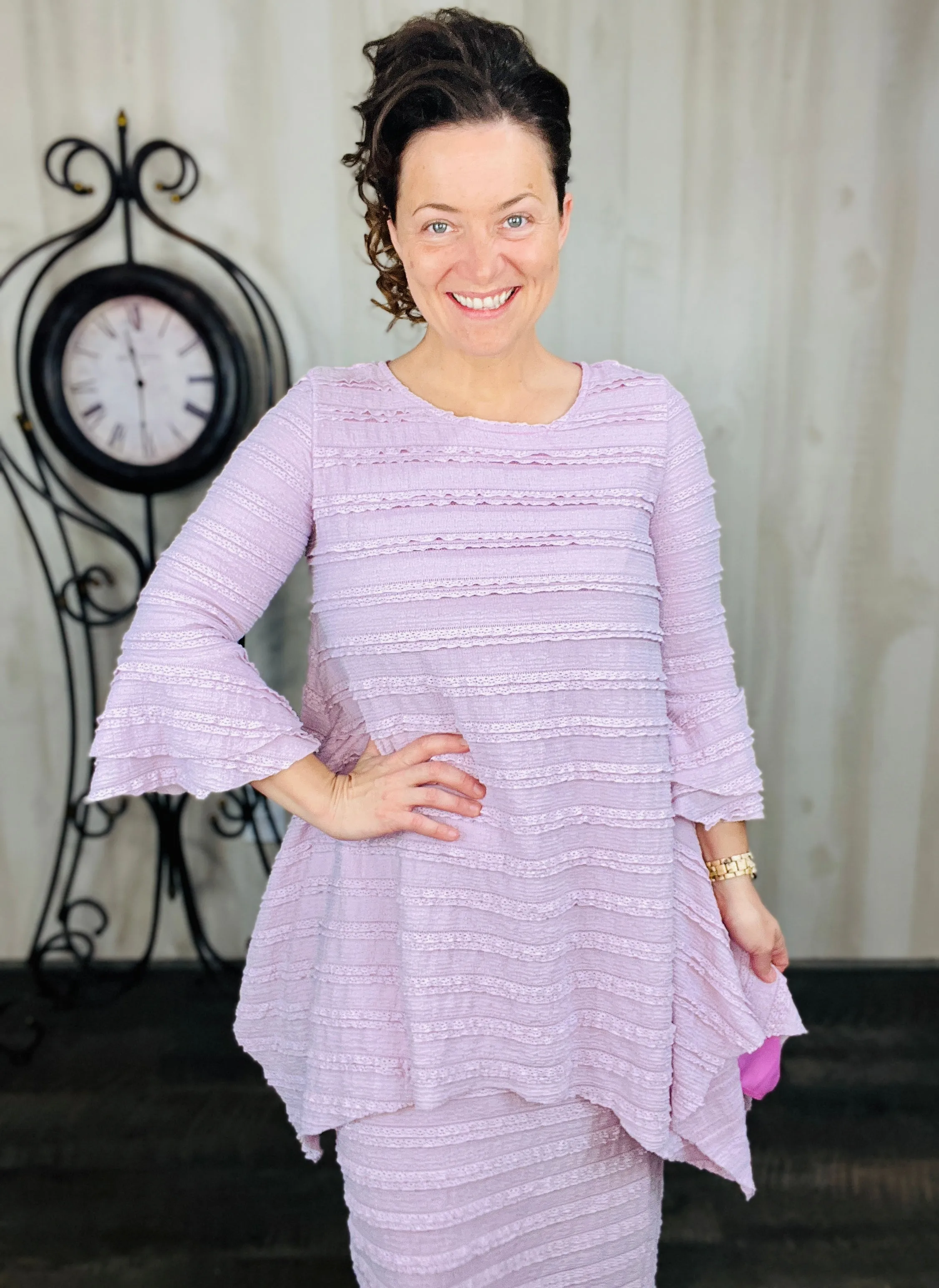 Feminine & Lace Tunic- Lavender