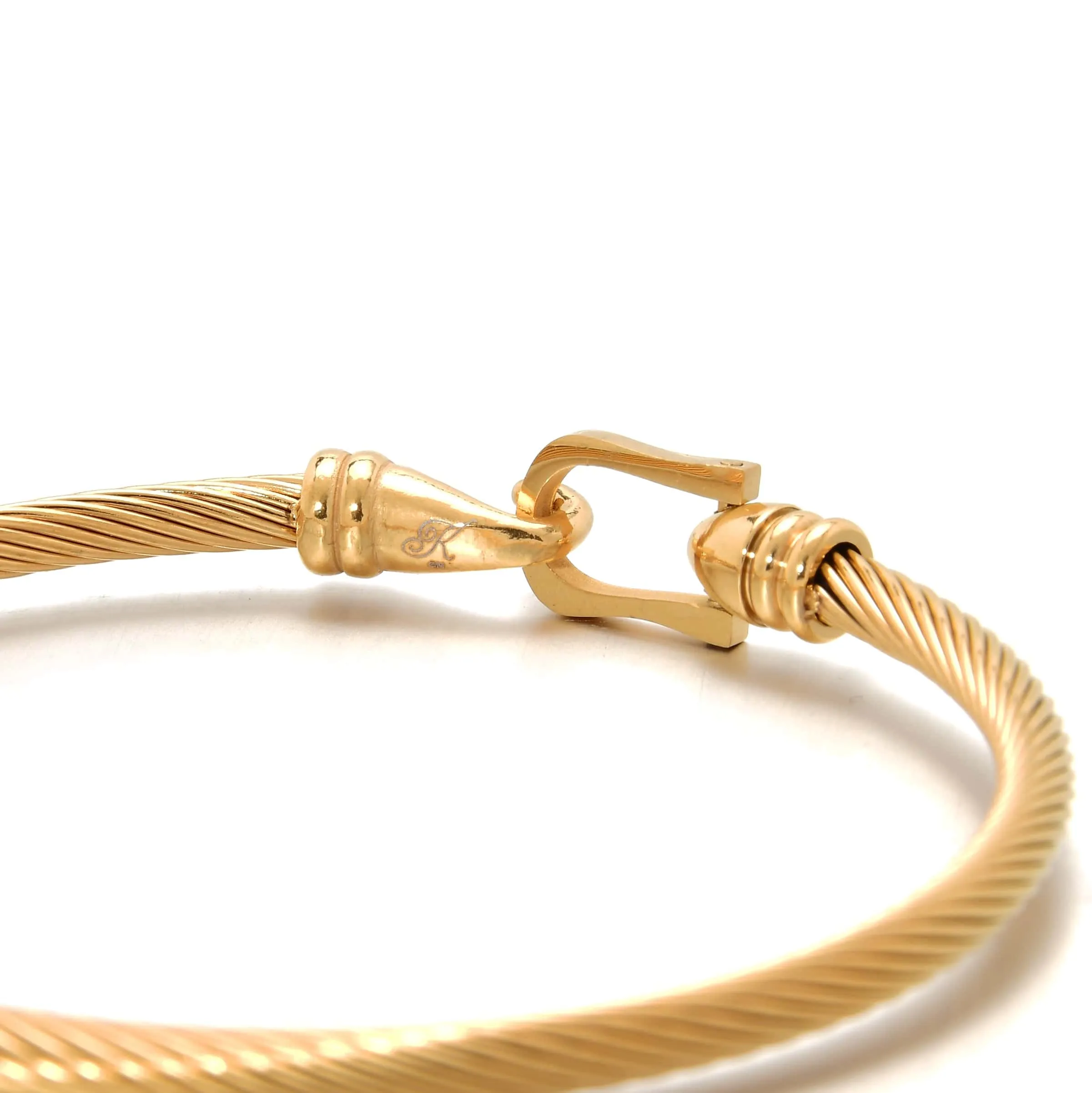 Gold Derby Cable Braided Steel Hearts Bracelet