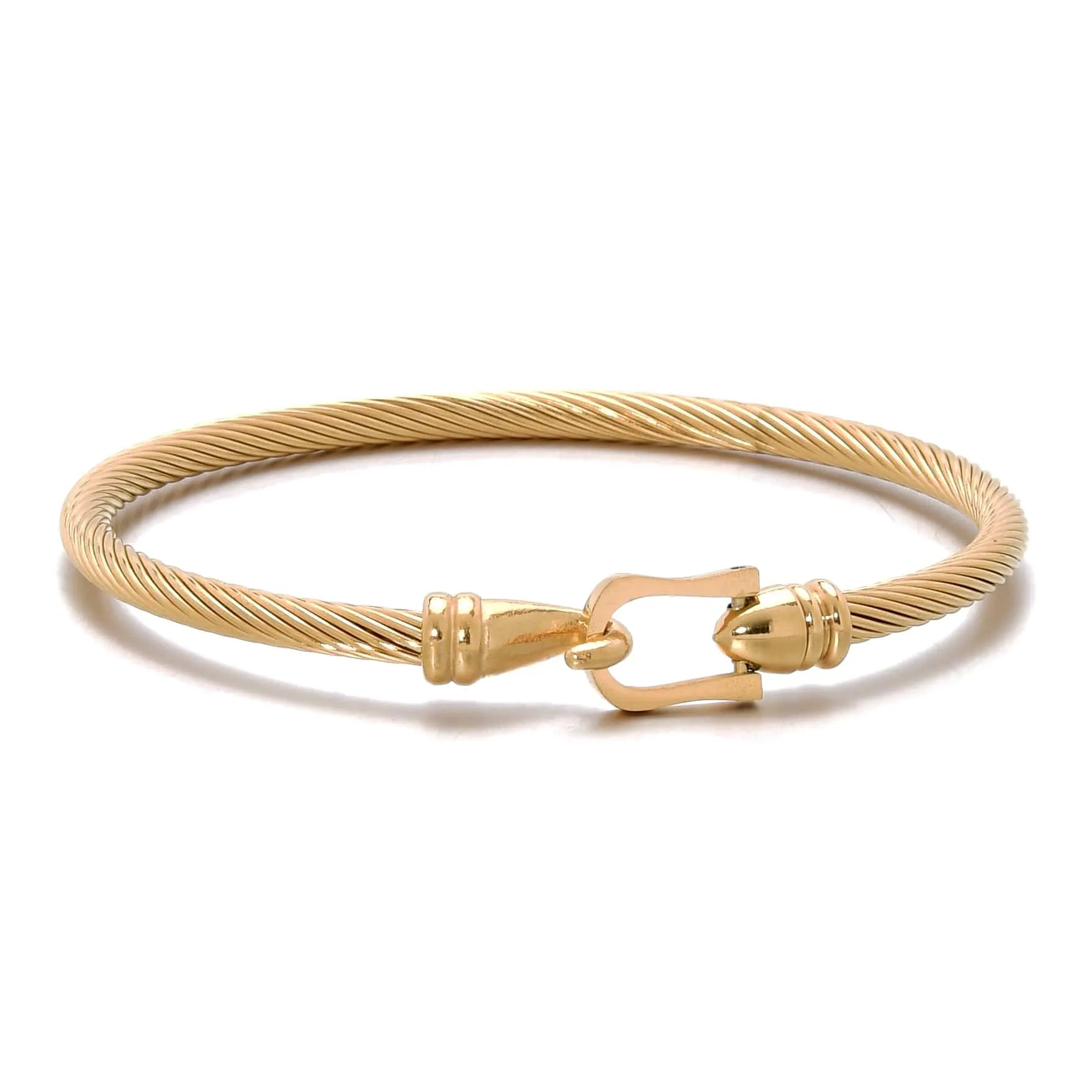 Gold Derby Cable Braided Steel Hearts Bracelet