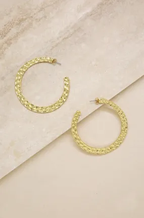 Hammered 18k Gold Plated Hoop Earrings