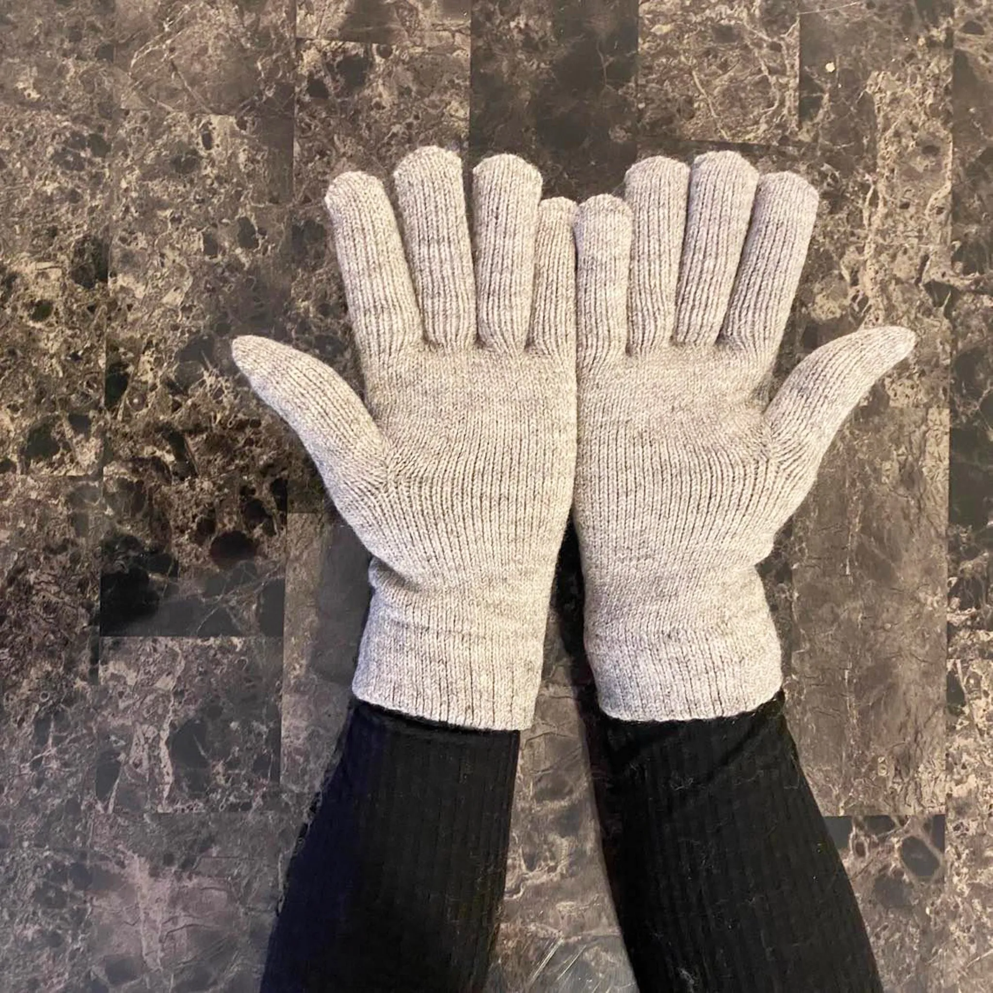 Hand Knit Unisex Adult  Gloves with Fleece Lining