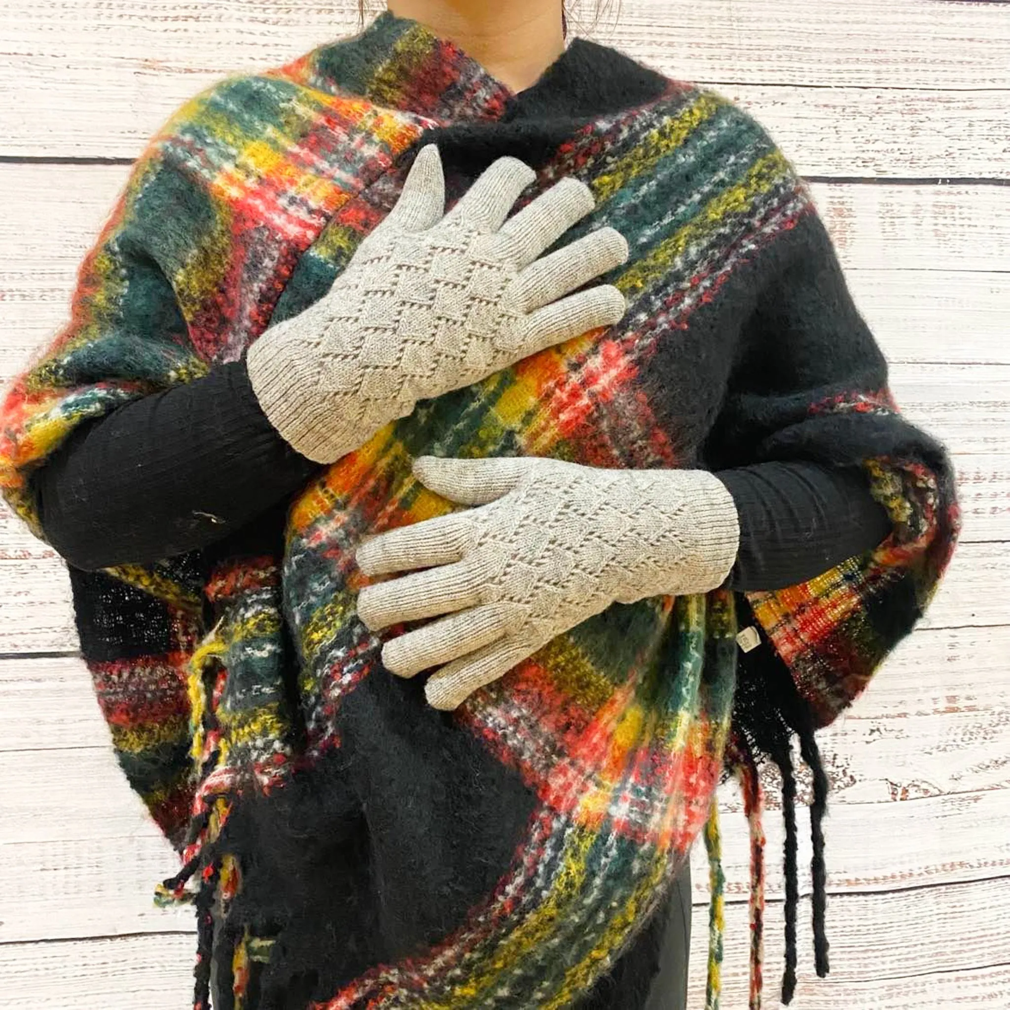 Hand Knit Unisex Adult  Gloves with Fleece Lining