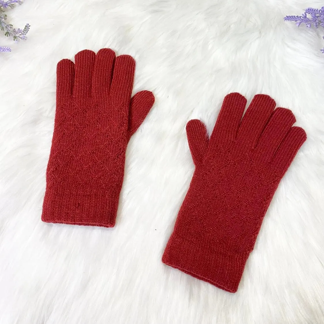 Hand Knit Unisex Adult  Gloves with Fleece Lining