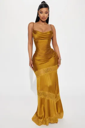 Inside Out Satin Maxi Dress - Gold