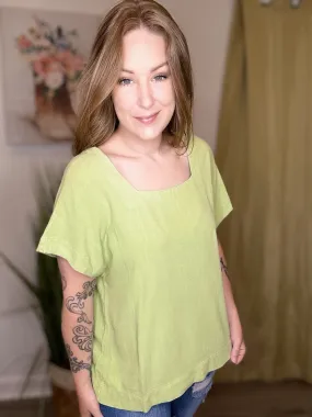 Jade Green Linen Blouse