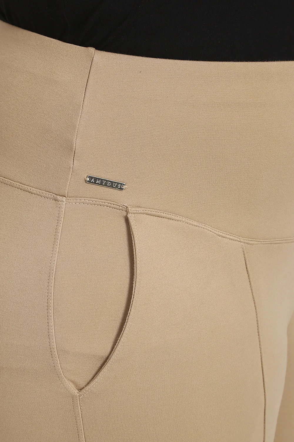 Khaki Brown Crease Seam Tummy Tucker Pants