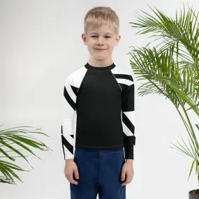 Kid's Boys Long Sleeve BJJ Rash Guard - Houndstooth 001 Noir