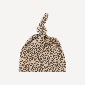 knot hat | deep taupe leopard | organic cotton interlock