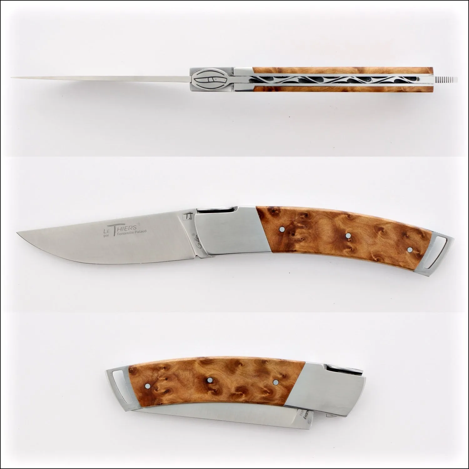 Le Thiers Gentleman 12 cm Pocket Knife Thuya Burl