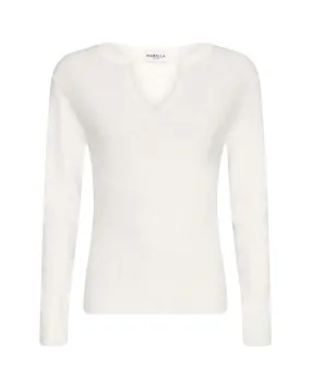 Marzo LS Knit V-Neck (White)