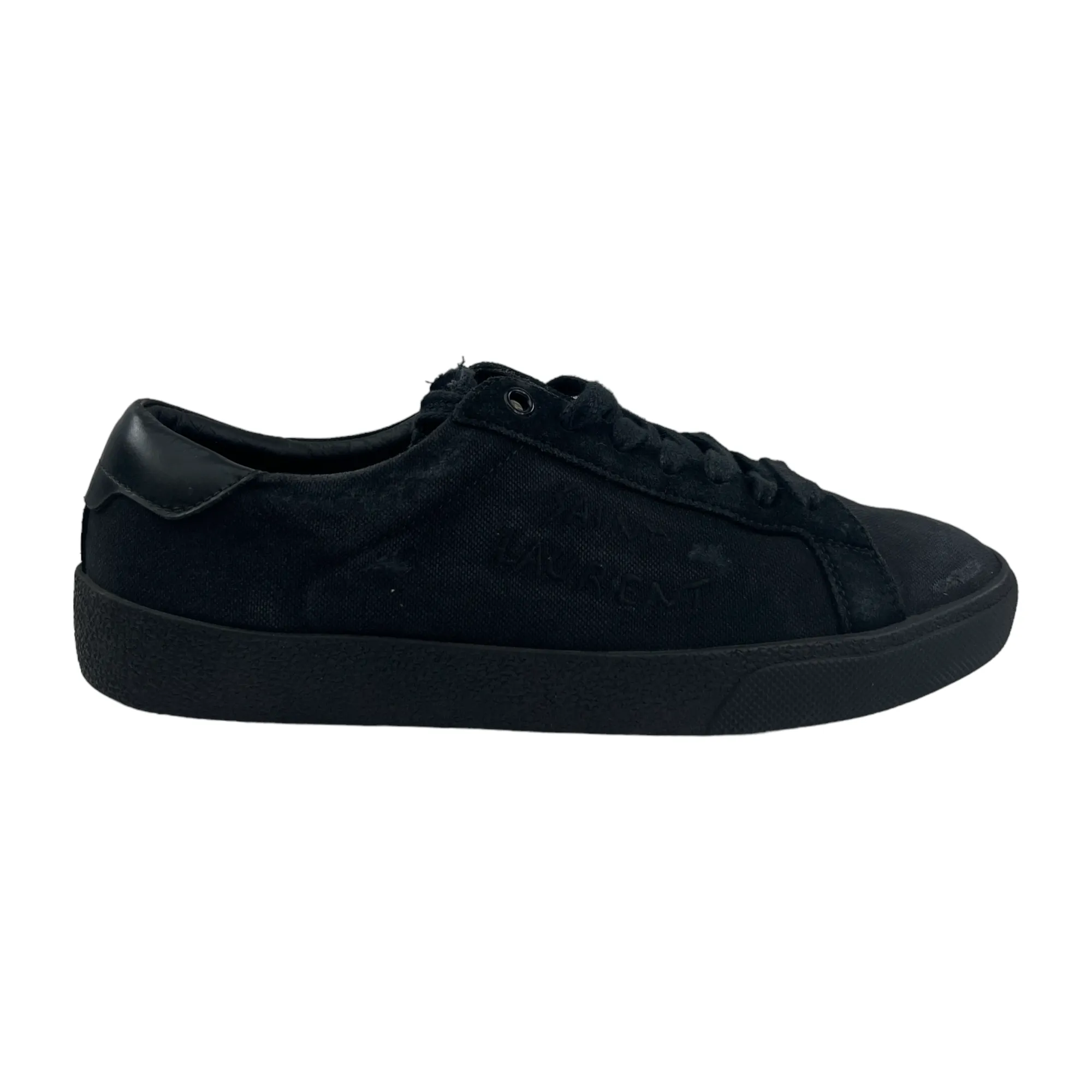 Men's Distressed Embroidered Court Classic Trainers Black Size EU 40 / UK 6