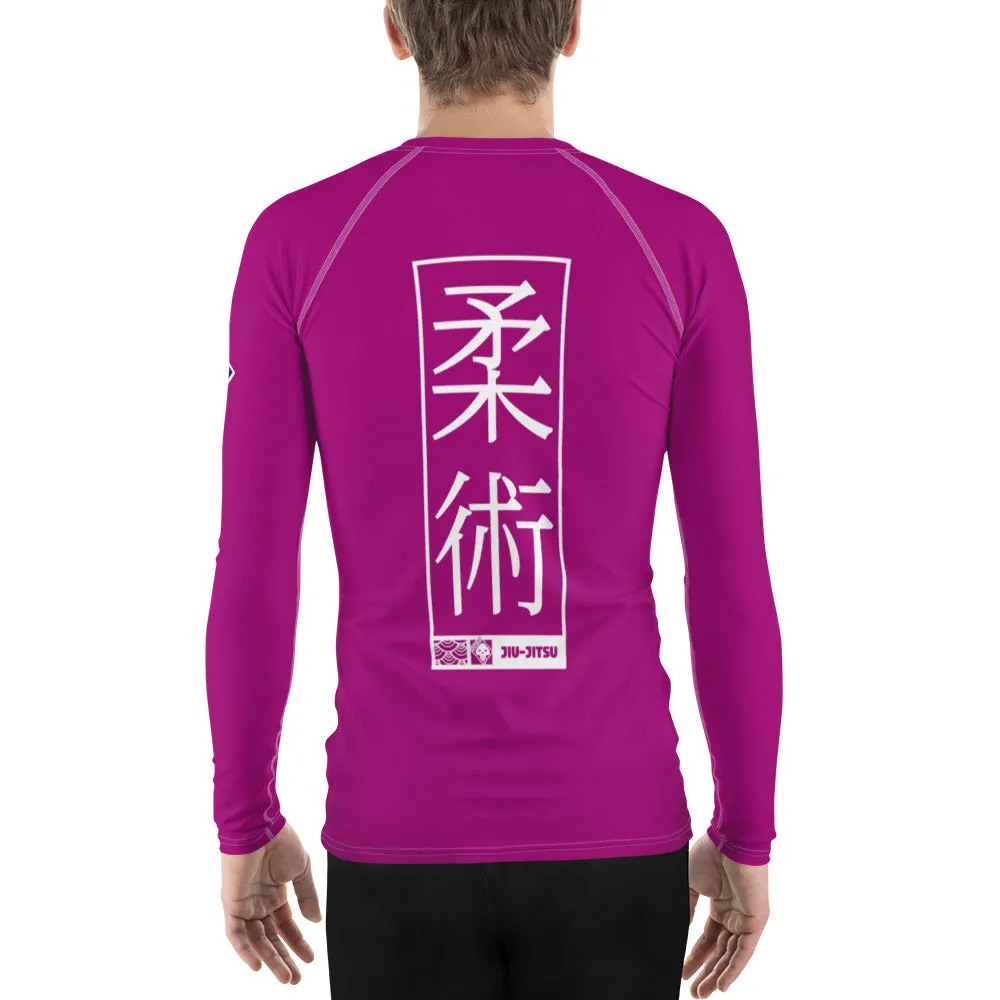 Mens Long Sleeve BJJ Rash Guard - Jiu-Jitsu 003 - Vivid Purple